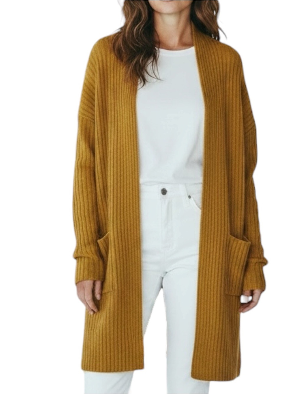 ZARA Mustard Open Front Cardigan Sweater Size Med — High/Low Wrap — Super Comfy